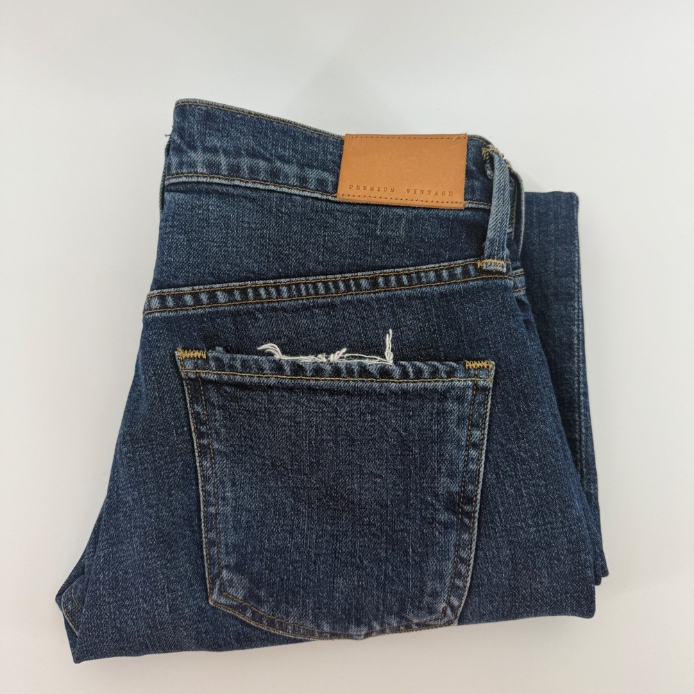 Citizens of Humanity Elsa Mid Rise Slim Fit Crop Jeans Dark Wash Distressed 24